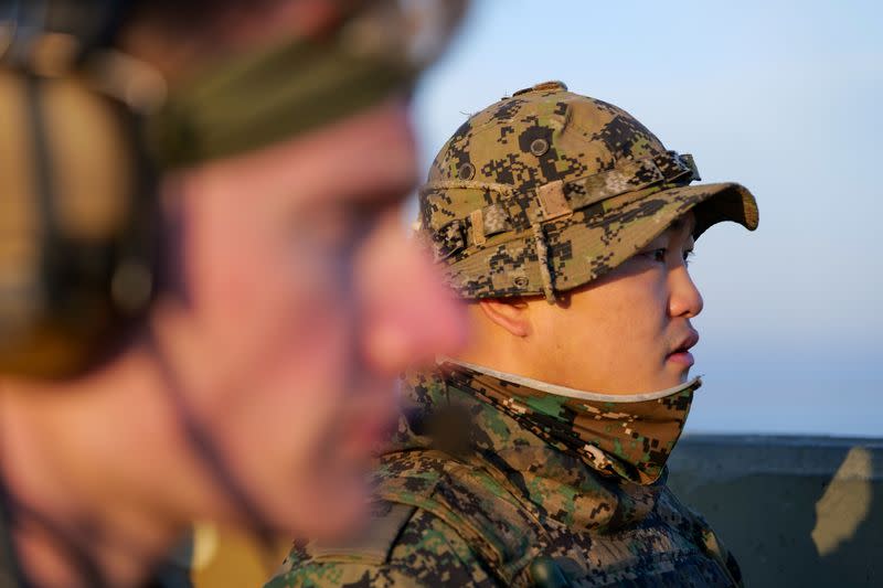 Members of South Korea and U.S. Special forces take part in a joint military exercise conducted by South Korean and U.S. special forces troops at Gunsan Air Force base in Gunsan