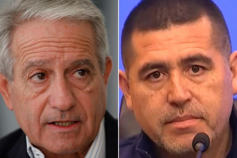 Andrés Ibarra y Juan Román Riquelme, candidatos a presidente de Boca por la oposición y el oficialismo, respectivamente.