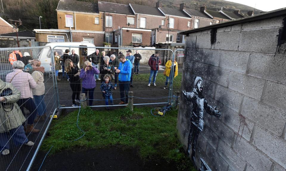 The Banksy mural appeared on the walls of a garage in Port Talbot last week.