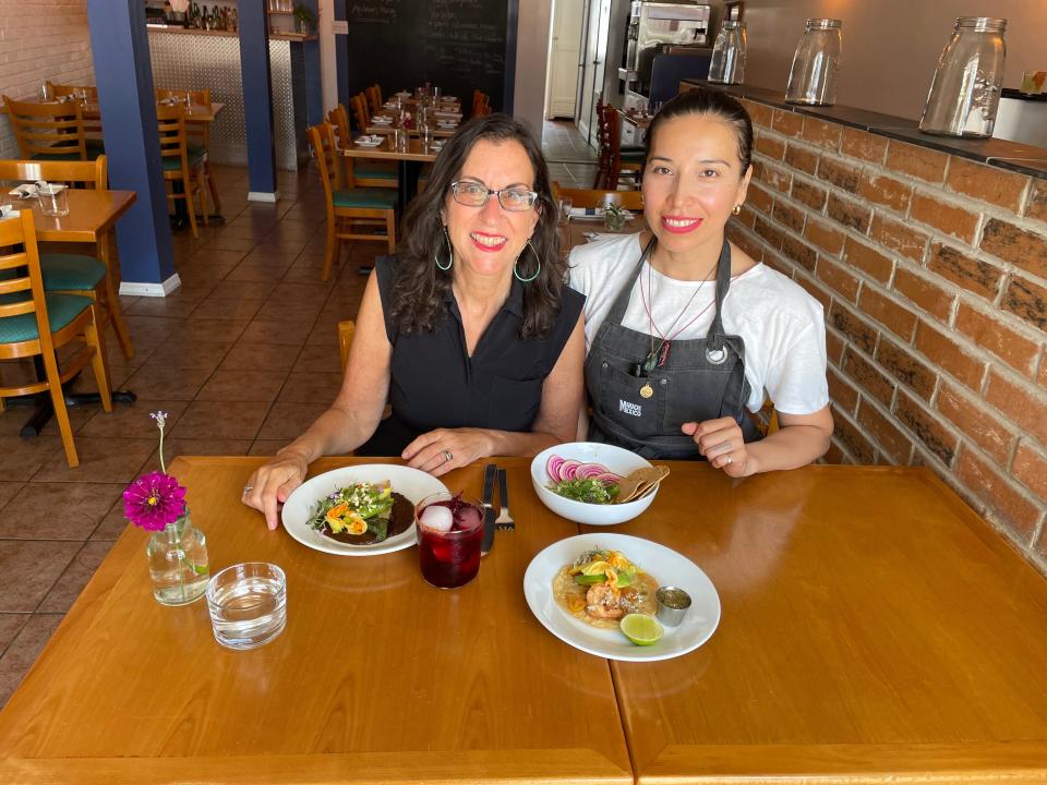 Lohud Food & Dining Reporter Jeanne Muchnick with Chef Joana Herrera at Mariachi Mexico in Armonk. Photographed July 6, 2023