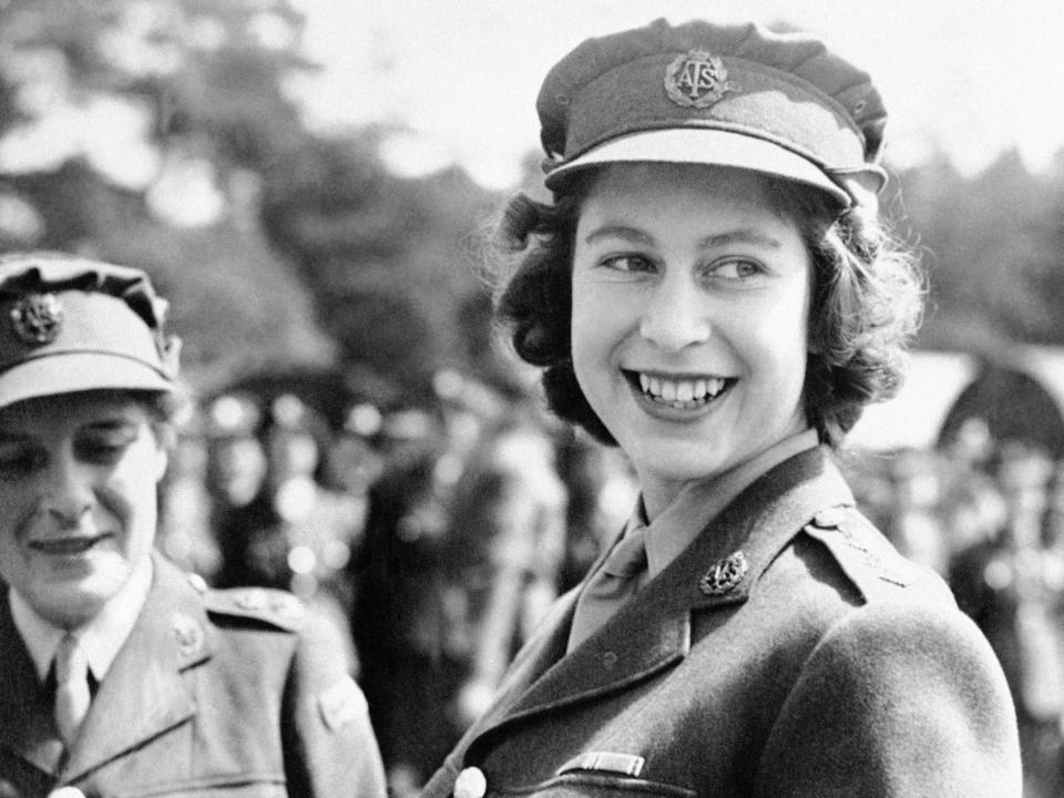 Princess Elizabeth in military uniform in 1945.