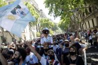 People gather to mourn the death of soccer legend Diego Armando Maradona, in Buenos Aires