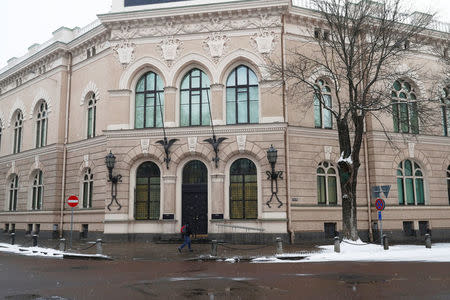 A general view of the Latvian central bank headquarters in Riga, Latvia February 18, 2018. REUTERS/Ints Kalnins