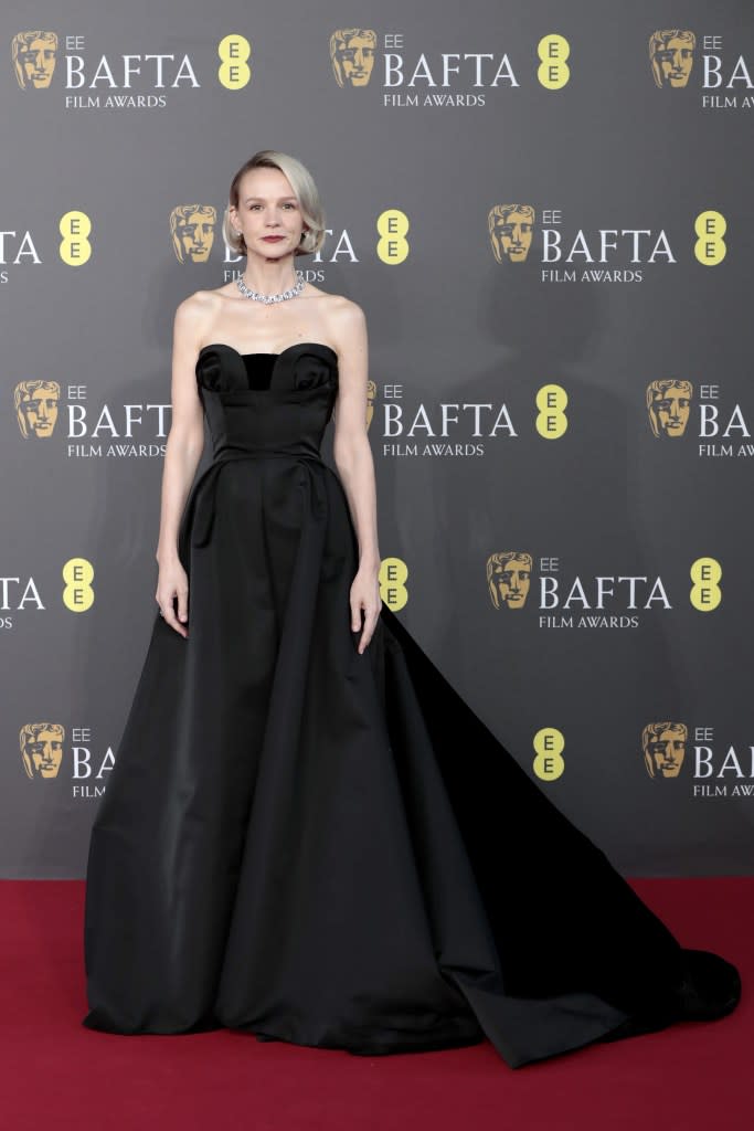 Carey Mulligan attends the 2024 EE BAFTA Film Awards at The Royal Festival Hall on February 18, 2024 in London, England.