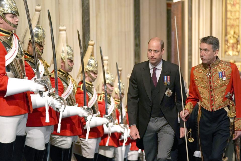 The Duke of Cambridge walks through the Norman Porch for the State Opening of Parliament