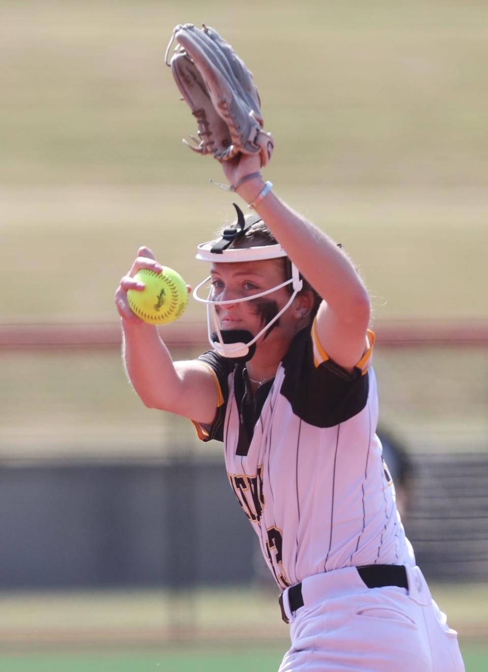 Watkins Memorial's Carsyn Cassady throws a pitch against Whitehouse Anthony Wayne in a Division I state semifinal last year. The Michigan State signee will try to lead the Warriors to their third consecutive state tournament.
