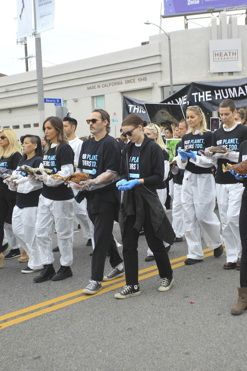 Photo by: gotpap/STAR MAX/IPx 2019 6/2/19 Joaquin Phoenix and Rooney Mara at The National Animal Rights Day Demostration in Los Angeles, CA.