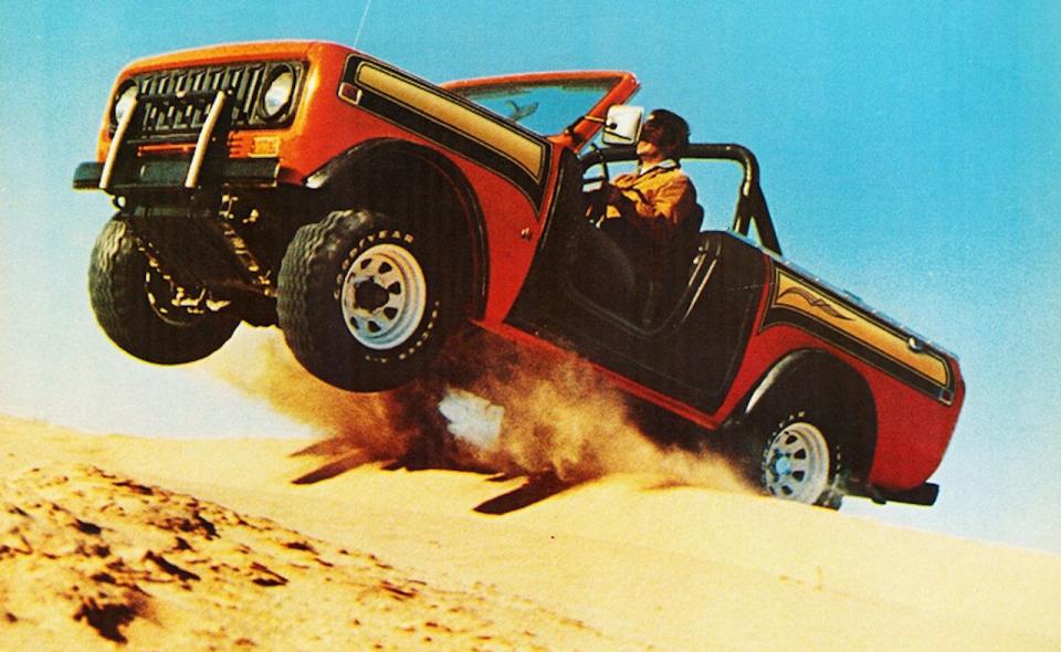 <p>When a manufacturer of heavy equipment and agricultural tractors decides to build a recreational four-wheel-drive vehicle, no one expects a featherweight. International's Scout II was a heavy truck. At around 3500 pounds, it weighed more than either the Toyota FJ40 or the Jeep CJ-7 it competed against. The Scout II rode on a wheelbase 6.5 inches longer than the CJ and 10 inches longer than the FJs. The full-metal hardtop Scout was the best for packing away a weekend’s worth of stuff. But an even longer Scout was available called the Traveller, with a whopping 18-inch wheelbase stretch.</p>