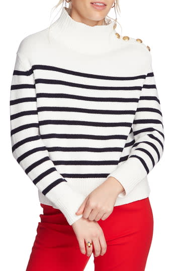 Stripe Mock Neck Sweater