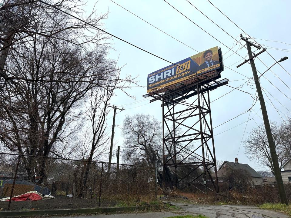 One of Thanedar's billboards in the Chadsey Condon neighborhood of Detroit.