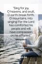 <p>“Sing for joy, O heavens, and exult, O earth; break forth, O mountains, into singing! For the Lord has comforted his people and will have compassion on his afflicted.”</p><p><strong>The Good News: </strong>There is no suffering beyond the reach of our merciful God.</p>