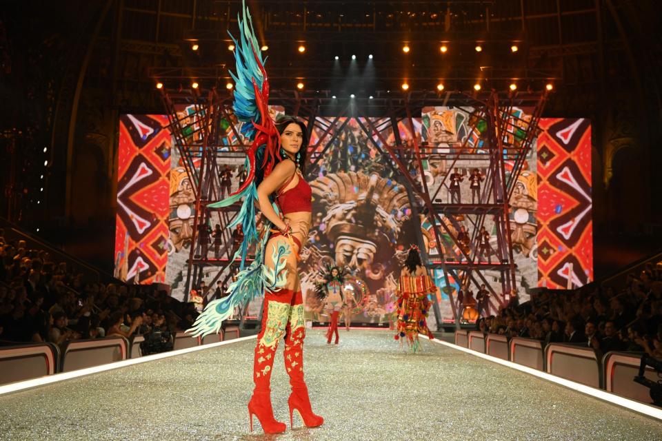 Kendall Jenner walks the runway at the 2016 Victoria's Secret Fashion Show in Paris. (Photo: Getty Images)