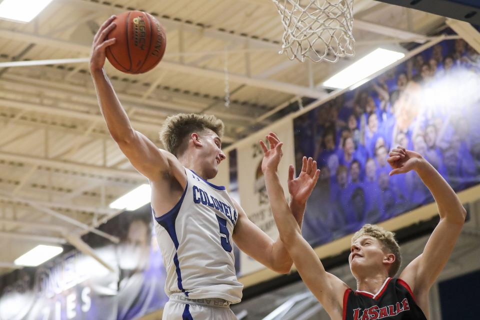 Covington Catholic center Mitchell Rylee (5) shoots 77.2 percent from the floor this year.