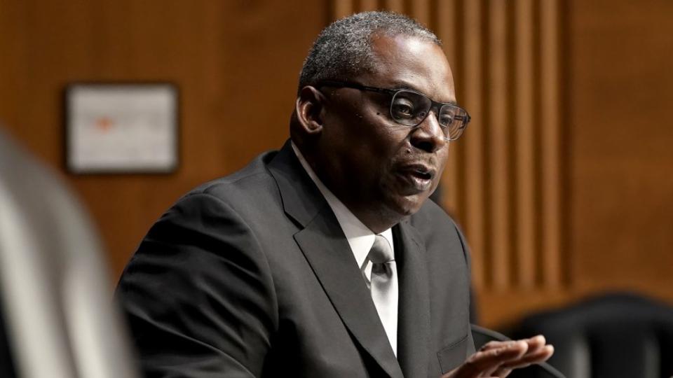 Retired Army Gen. Lloyd Austin answers questions Tuesday during his Defense Secretary confirmation hearing before the Senate Armed Services Committee at the Dirksen Senate Office Building on Capitol Hill. (Photo by Greg Nash-Pool/Getty Images)