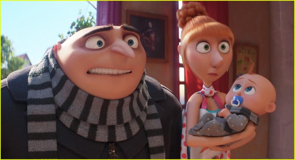 Gru and Lucy wth a baby