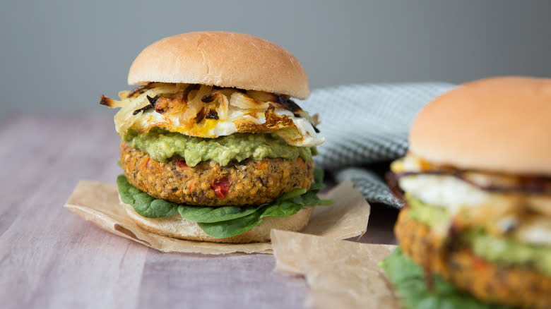 veggie brunch burgers on table