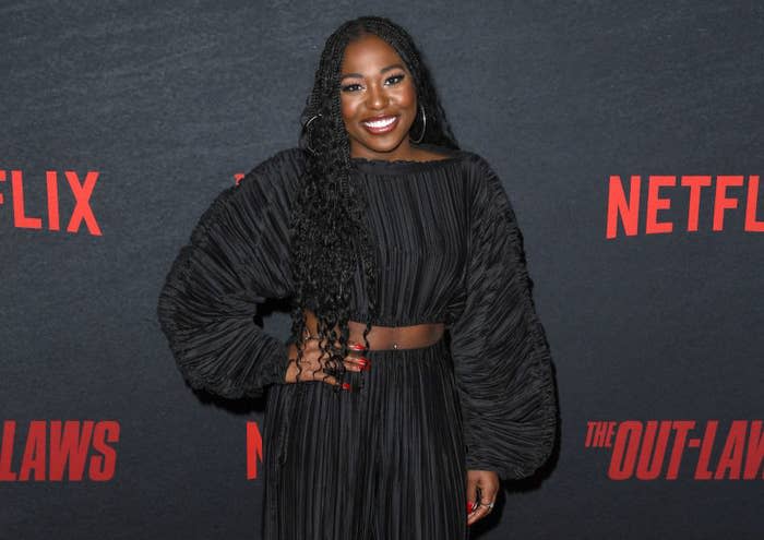 closeup of her at a netflix event