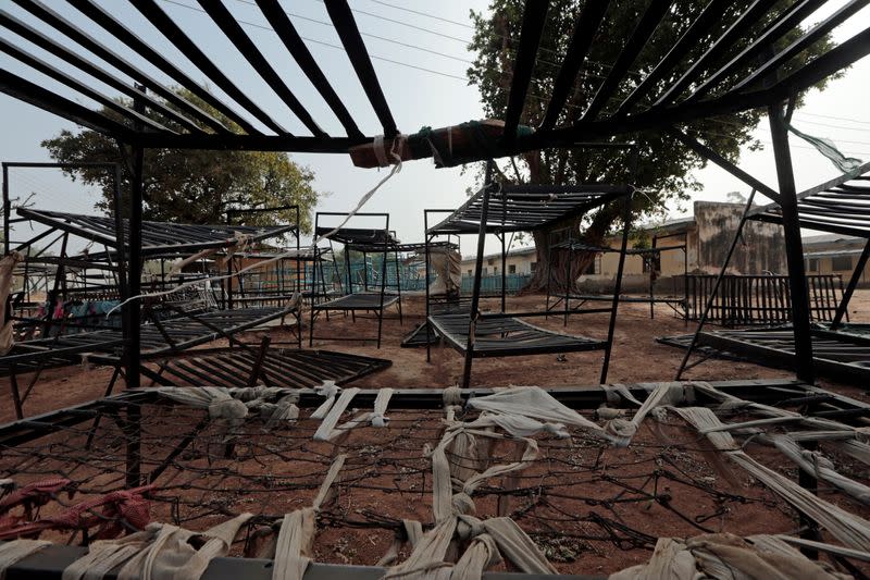 Discarded school furniture is seen within the premises of Government Science College in Kagara