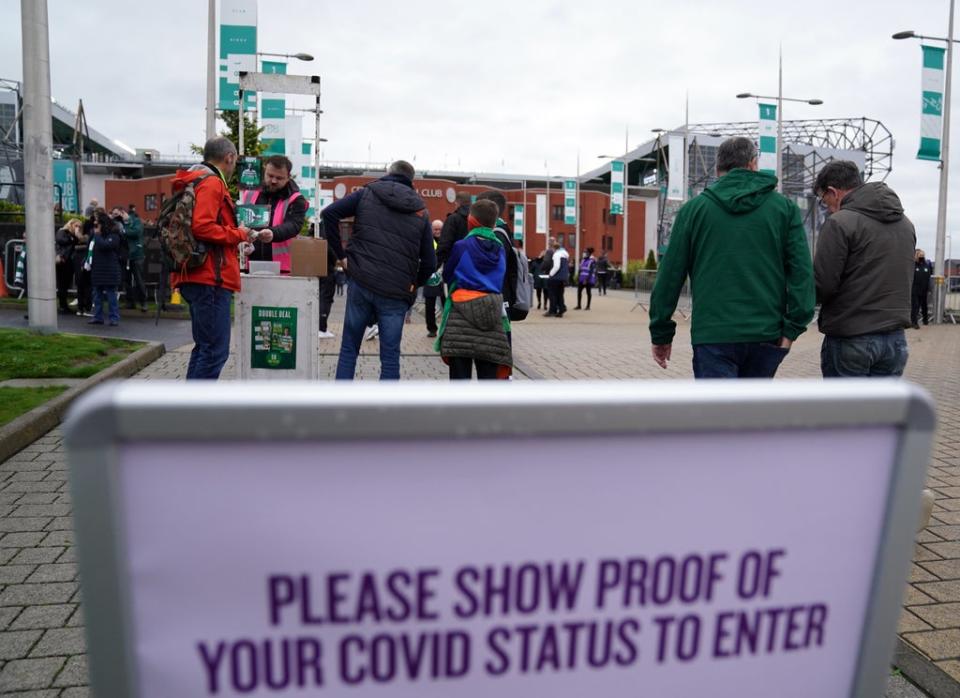 Vaccine passports were introduced for certain large events as well as nightclubs (Andrew Milligan/PA) (PA Wire)