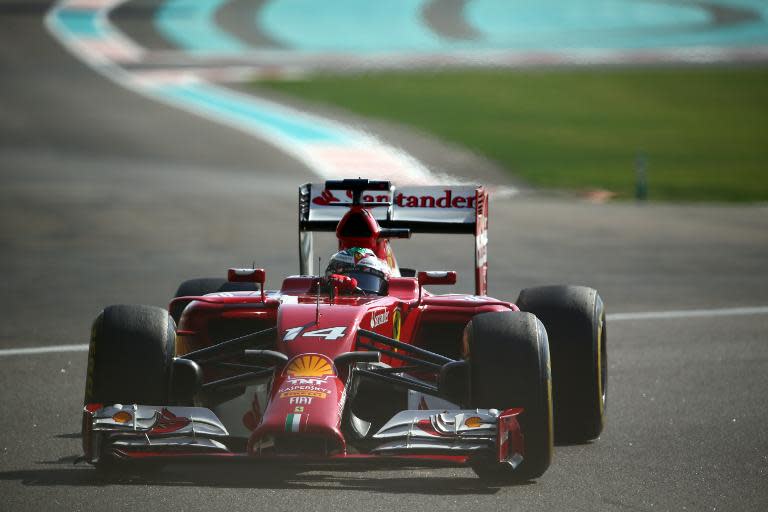 Ferrari's Spanish driver Fernando Alonso drives during the third practice session at the Yas Marina circuit in Abu Dhabi ahead of the Abu Dhabi Formula One Grand Prix on November 22, 2014