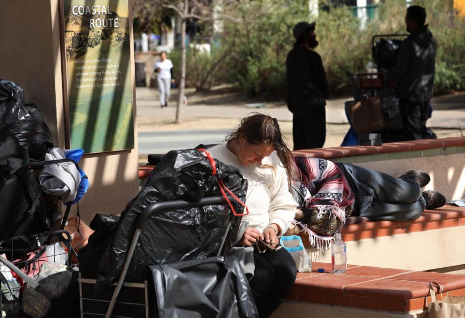 - Many homeless spend the day in Legacy Park in Malibu.