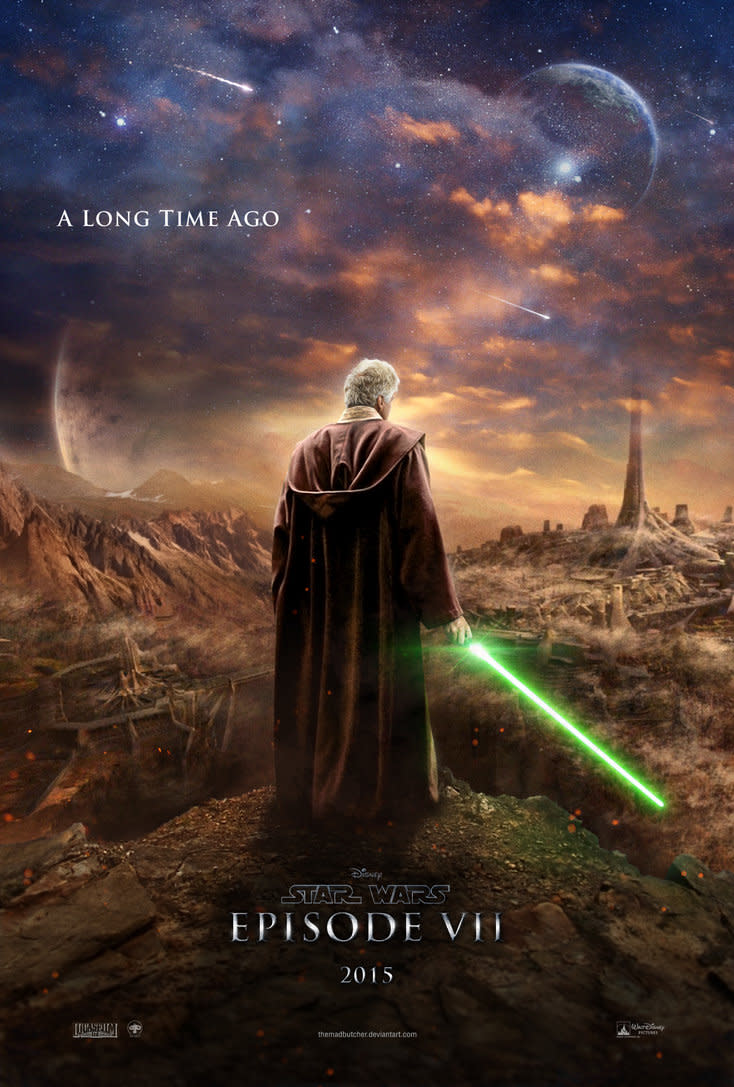 The original three of Mark Hamill, Harrison Ford and Carrie Fisher will all be reprising their roles, and this design by The Mad Butcher gives us the popular back-sided look at a white-haired Luke Skywalker. It also incorporates backdrops from an unlikely source: Disney’s 2012 bust “John Carter.” 