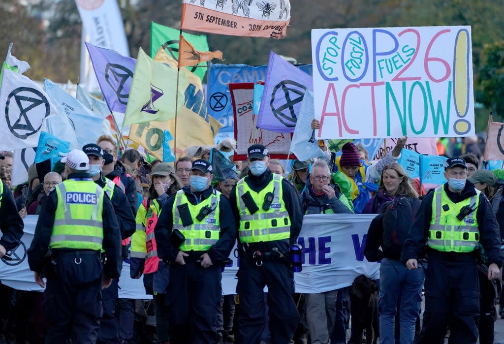 Climate change protesters have converged on Glasgow ahead of Cop26 (PA) (PA Wire)