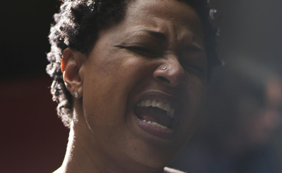 This undated publicity photo released by Radius-TWC shows Lisa Fischer in a scene from the film, "Twenty Feet From Stardom." (AP Photo/Radius-TWC)