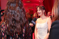 <p>Dakota Johnson photographed for the Fifty Shade Freed Premiere on Feb 6, 2018 in Paris, France. (Photo by Olivier VIGERIE / Contour by Getty Images) </p>