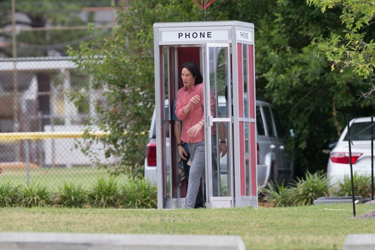 The time has come for Bill and Ted to face the music: a fresh-faced Keanu Reeves and Alex Winter were spotted filming the third installment of the popular “Bill & Ted” series, titled “Bill & Ted Face the Music” in New Orleans on July 2, 2019. The pair exited a photo booth looking bewildered while shooting.