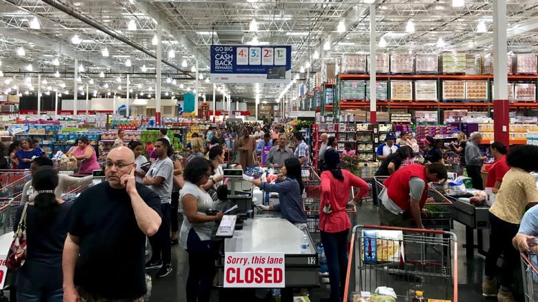 crowd of shoppers at Costco