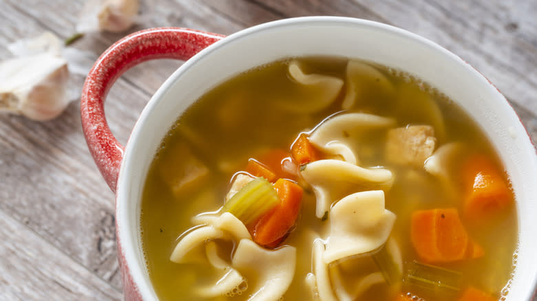 Chicken noodle soup with egg noodles