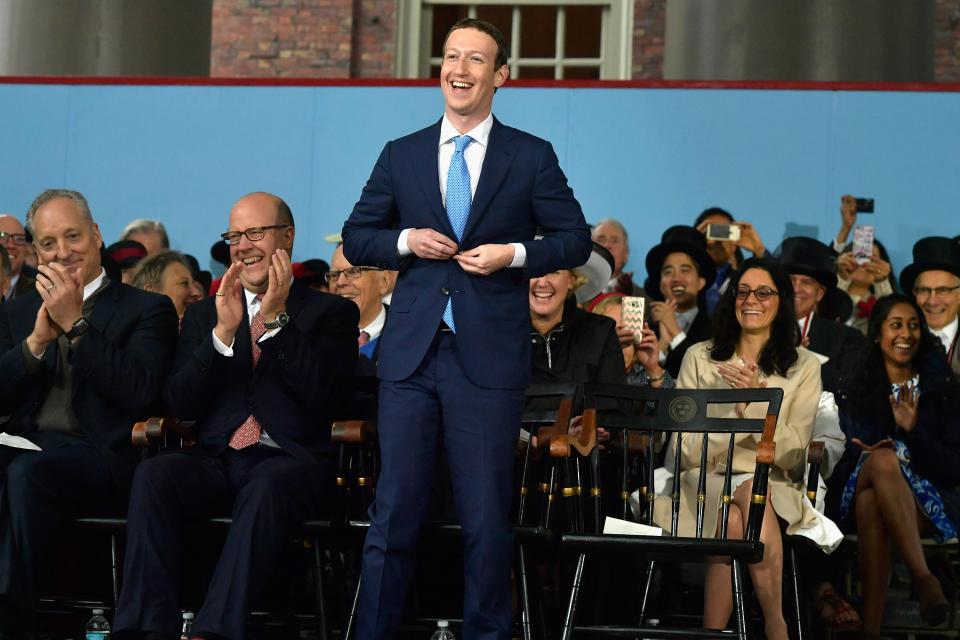 Facebook Founder and CEO Mark Zuckerberg at Harvard's 366th commencement exercises on May 25, 2017 in Cambridge, Massachusetts. (Paul Marotta/Getty Images)