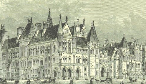   <span class="attribution"><a class="link " href="https://commons.wikimedia.org/wiki/Royal_Courts_of_Justice#/media/File:LONDON_ILLUSTR(1873)_p2.087_THE_NEW_LAW_COURTS.jpg" rel="nofollow noopener" target="_blank" data-ylk="slk:British Library/Wikimedia Commons.;elm:context_link;itc:0;sec:content-canvas">British Library/Wikimedia Commons.</a></span>