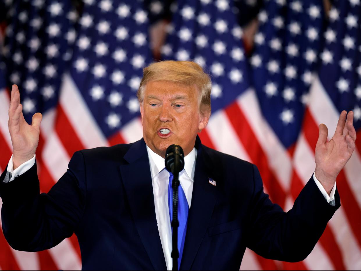 US President Donald Trump speaks about early results from the 2020 US presidential election (REUTERS)