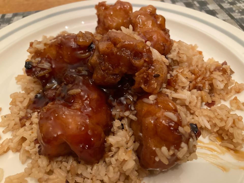 General Tso's chicken from Yummy Chinese Restaurant in Colchester, shown Jan. 31, 2023.