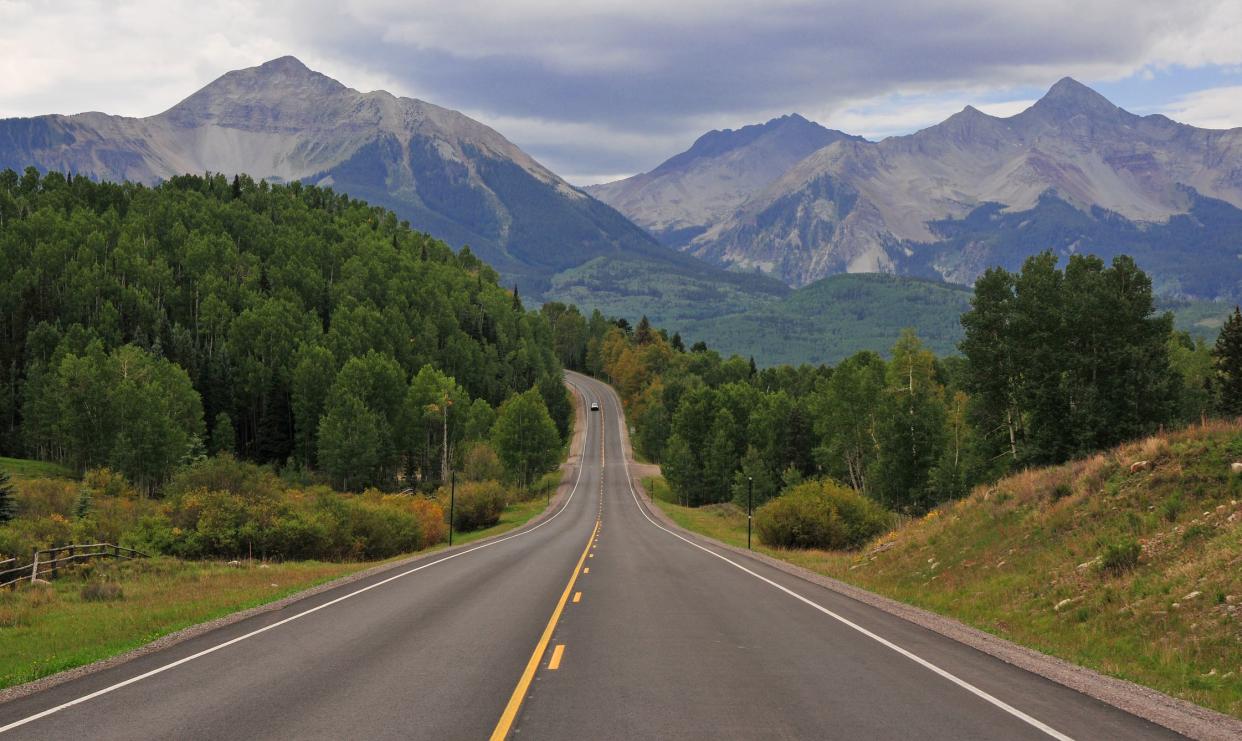 The Road into the San Juan Mountains and Wilson Peak, Rocky Mountains, Colorado