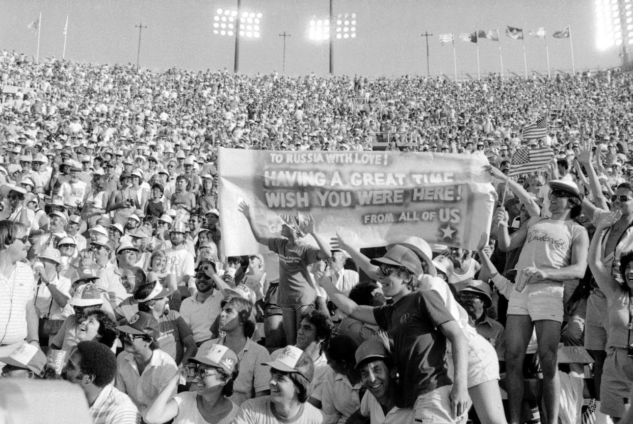 Image: Protest at 1984 Summer Olympics (Rusty Kennedy / AP file)