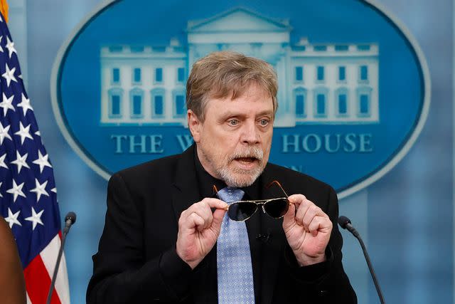 <p>Kevin Dietsch/Getty</p> Mark Hamill on May 3, 2024