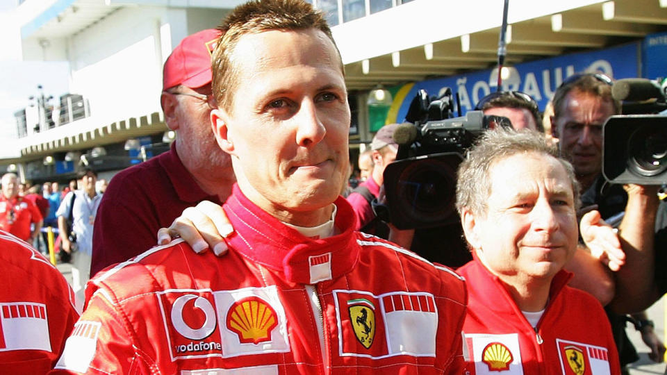 Michael Schumacher with former Ferrari boss Jean Todt in 2006.  (Photo by Vladimir Rys/Bongarts/Getty Images)