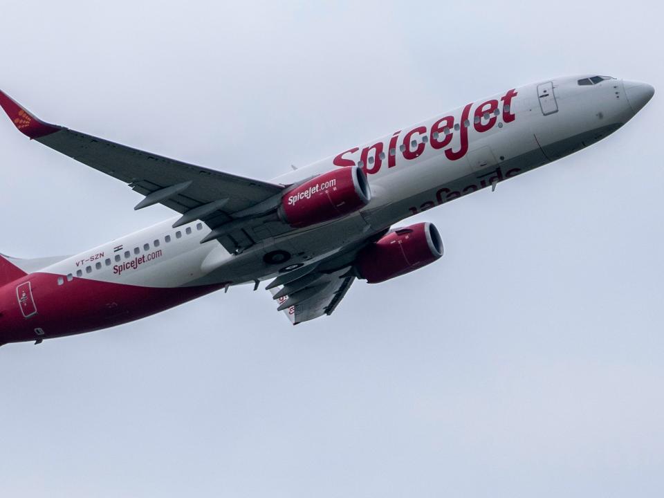 An aircraft of India's airline SpiceJet takes off in Mumbai, India.
