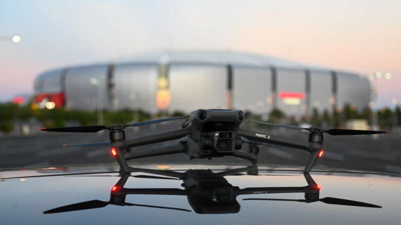 A DJI Mavic 3 drone is seen outside of State Farm Stadium, Tuesday, Sep. 27, 2022, in Glendale, Ariz.