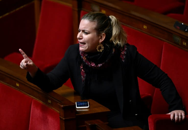 La cheffe des députés LFI, Mathilde Panot, le 26 mars 2024 à l'Assemblée nationale, à Paris (JULIEN DE ROSA)