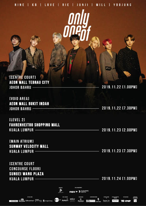 Here are all the places OnlyOneOf will perform at in Malaysia.