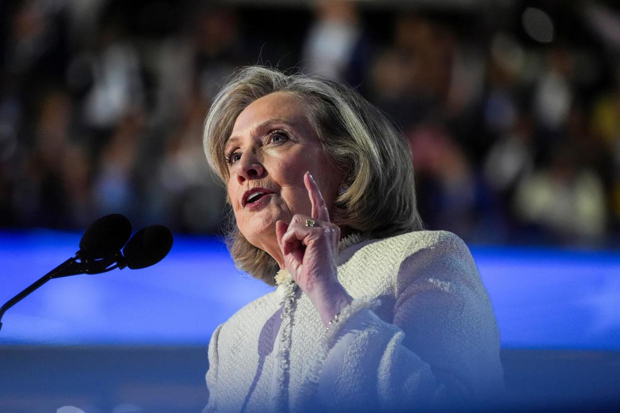 <span>Hillary Clinton speaks at the Democratic national convention in Chicago in August.</span><span>Photograph: Demetrius Freeman/The Washington Post via Getty Images</span>