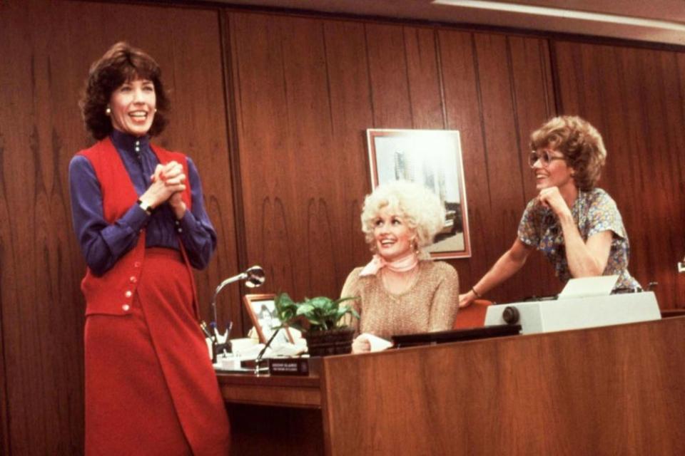 Jane Fonda, Dolly Parton and Lily Tomlin in 9 to 5 (Credit: Fox)