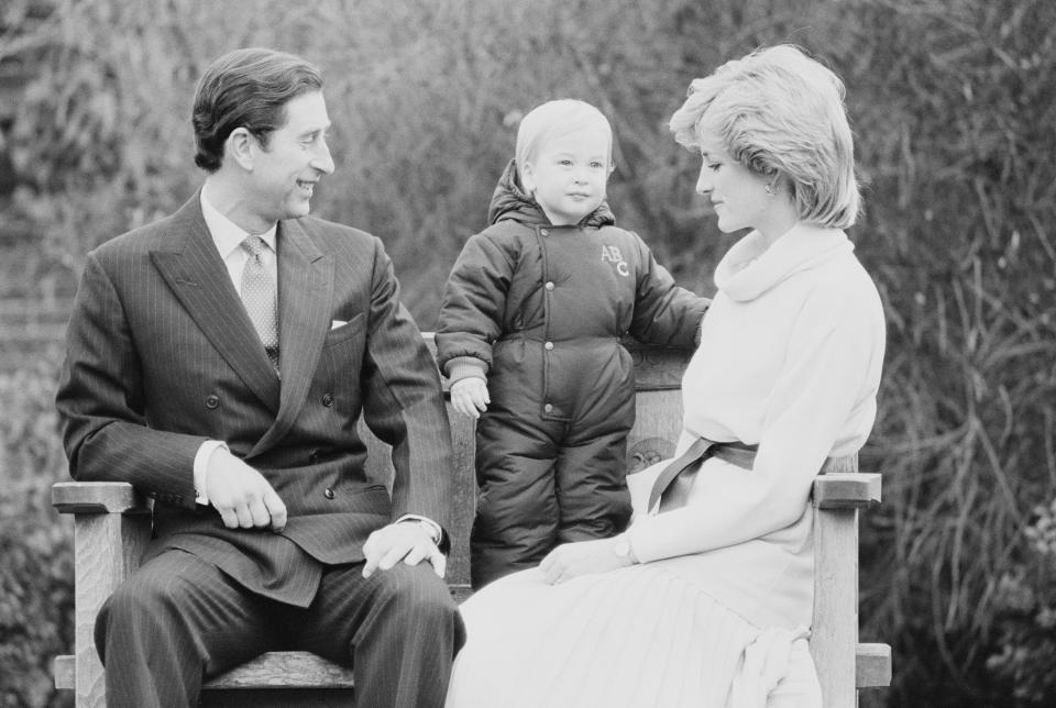 Charles, Prince of Wales, and Diana, Princess of Wales (1961 - 1997) with their son Prince William, Duke of Cambridge, UK, 14th December 1983. (Photo by Daily Express/Hulton Archive/Getty Images)