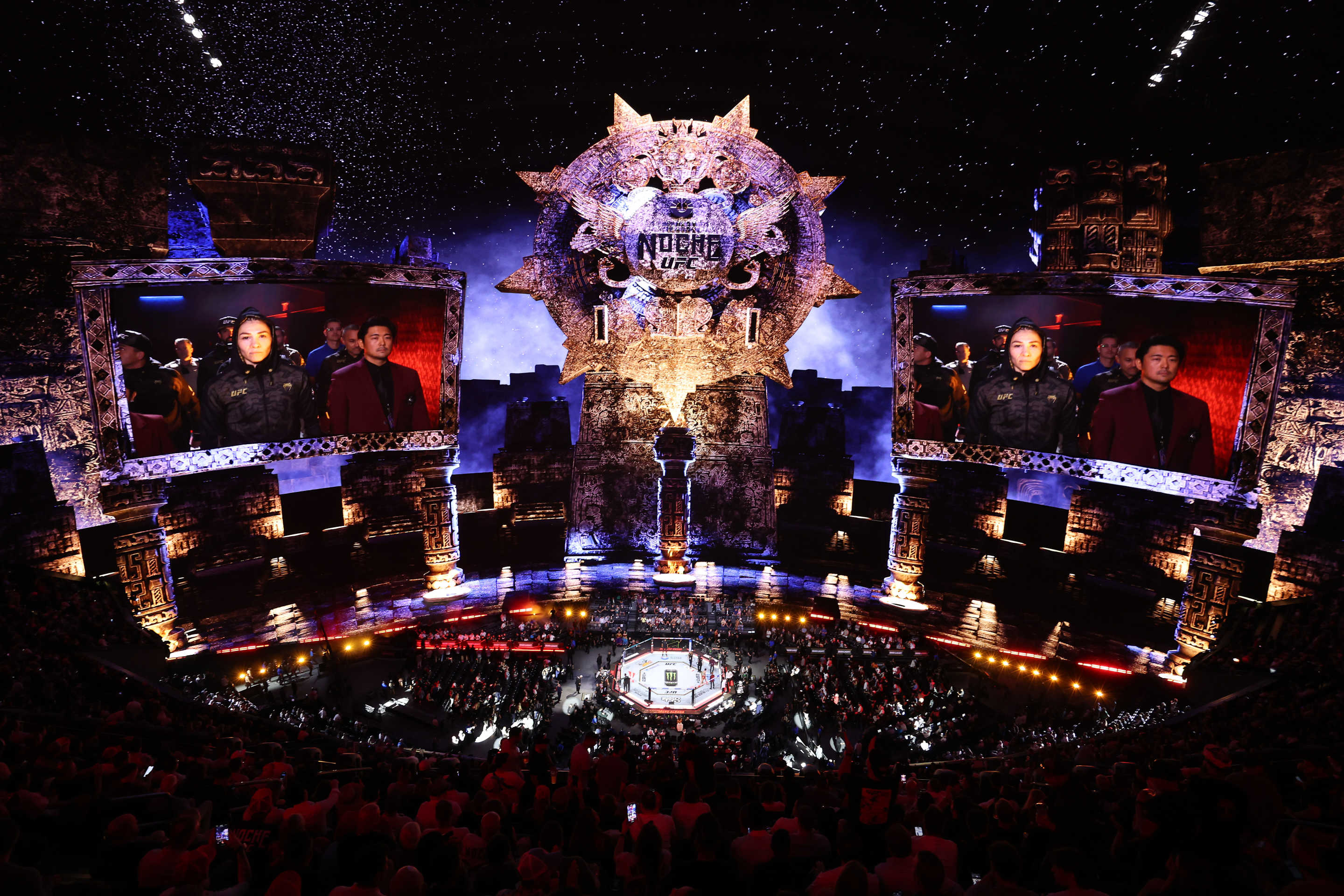 LAS VEGAS, NEVADA - SEPTEMBER 14: A general view of Sphere prior to a fight between Irene Aldana of Mexico and Norma Dumont of Brazil during UFC 306: Riyadh Season Noche on September 14, 2024 in Las Vegas, Nevada. (Photo by Christian Petersen/Getty Images)