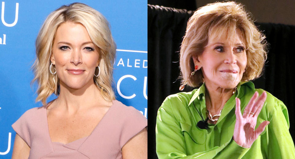 Megyn Kelly, left, is responding to backlash over her plastic surgery question to Jane Fonda. (Photo: Getty Images)