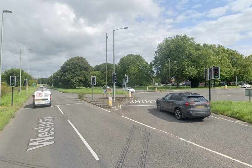 The junction of the A39 Westway and Clarks Village in Street